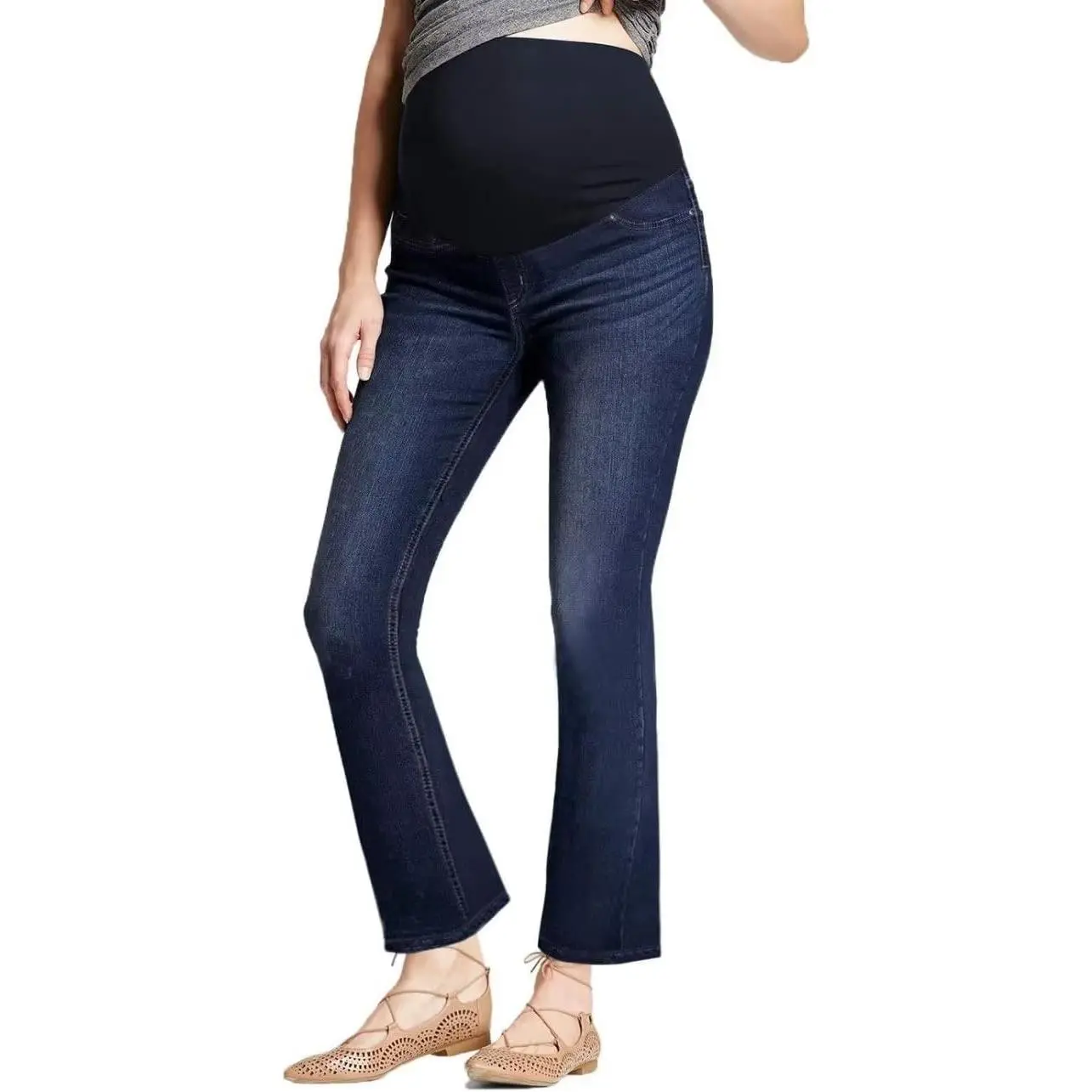 Women's Maternity Stretch Jeans | Comfortable stretch denim, bootcut leg style, real pockets, supportive maternity design, suitable for daily use