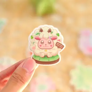 Momo the Sheep Sticker - Clear Vinyl, Waterproof Succulent Sticker