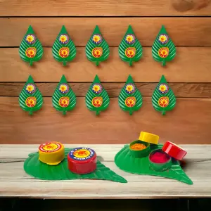 Sacred Haldi Kumkum Holder Set | Turmeric & Kumkum Combo in Elegant Leaf Design | Indian Weddings, Poojas & Festivals | Auspicious Gift for Guests