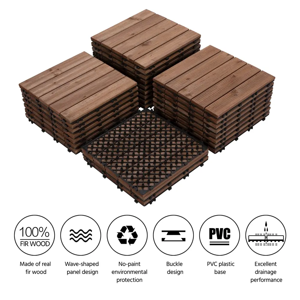 Yaheetech 27 PCS Interlocking Wood Patio Deck Tiles, 12x12in Renter-Friendly Outdoor Flooring for Patio, Garden, Poolside Yaheetech 27 PCS Interlocking Wood Patio Deck Tiles, 12x12in Renter-Friendly Outdoor Flooring for Patio, Garden, Poolside