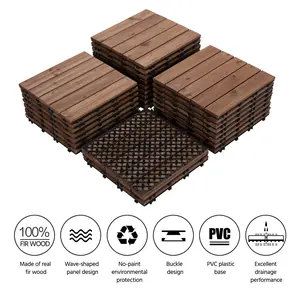 [27 PCS] Yaheetech Interlocking Patio Deck Tiles 12 x 12in Wood Floor Tiles Outdoor Flooring for Patio Garden Deck Poolside