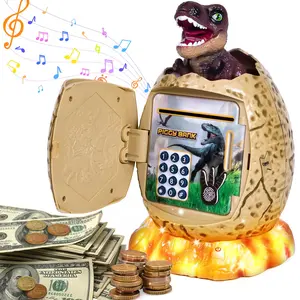 Electronic Piggy For Dinosaur Atm Password Can Money With Music  Easter Birthday Gifts 3 4 5 6 7 8 9 10 11 12 Year Old (brown)