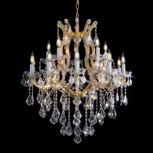 15 Lights, Crystal Chandelier Light Fixture Modern Chandelier Crystal Lighting, Crystal Pendant Raindrop Chandelier For Dining Room,bedroom,living Room
