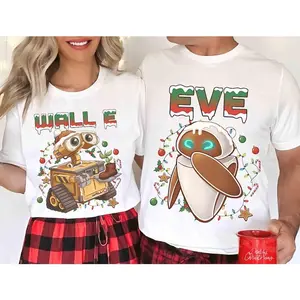 Delivered after Christmas-Couple Santa Wall-E and EVE Gingerbread Christmas T-Shirt, Merry Xmas Party Matching Tee, Holiday Gifts - 1 Piece