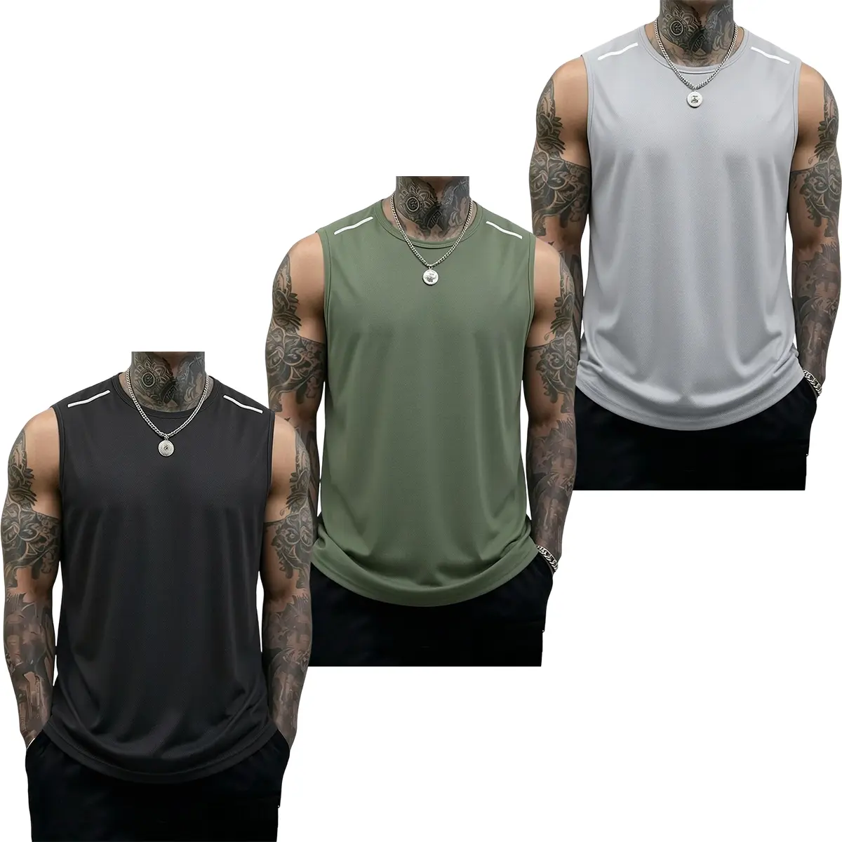 Black + Army Green + Light Gray