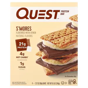 Quest Nutrition Protein Bar, S'Mores, 4 Bars, 2.12 oz (60 g) Each