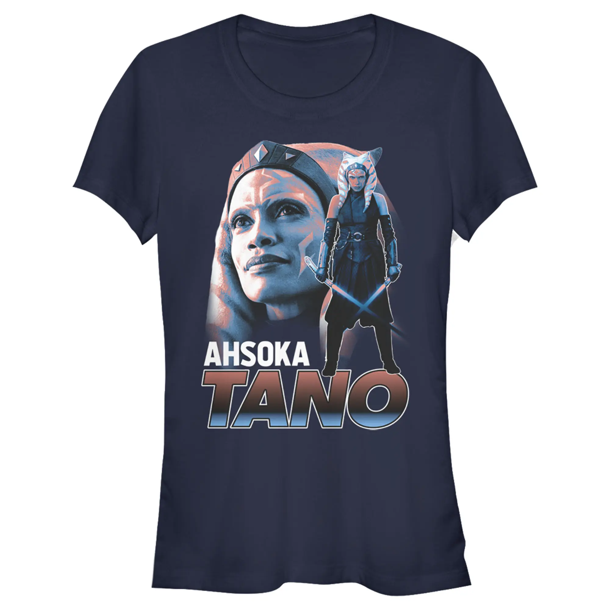 Juniors Womens Star Wars The Mandalorian Ahsoka Tano Portrait T-Shirt