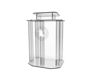 FixtureDisplays® Plexiglass Acrylic Podium Pulpit Lectern Clear Transparent Lucite With Pray Hand decor Ship Uassembled 1803-4+12152-NF