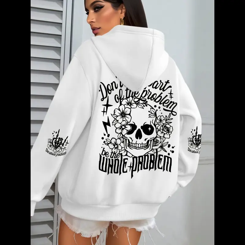 Women's Letter Print Drop Shoulder Hoodie, Fashion Casual Long Sleeve Hooded Sweatshirt for Daily Holiday Outdoor Wear, Ladies Clothes for All Seasons Women's Letter Print Drop Shoulder Hoodie, Fashion Casual Long Sleeve Hooded Sweatshirt for Daily Holiday Outdoor Wear, Ladies Clothes for All Seasons