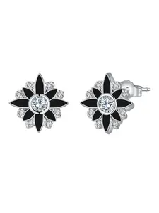 Vintage Punk Style Flower Stud Earrings for Women, 18k White Gold Plated Hypoallergenic Piercing Stud Earrings, Christmas Jewelry Gifts for Mom Wife Daughter