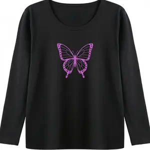 Butterfly Shirt Women Purple Butterfly Graphic Tee Minimalist Aesthetic Cute Nature Print Relaxed Fit Comfy Top Trendy Casual Wear For Daily Use Womenswear Tshirt Summer Shortsleeve