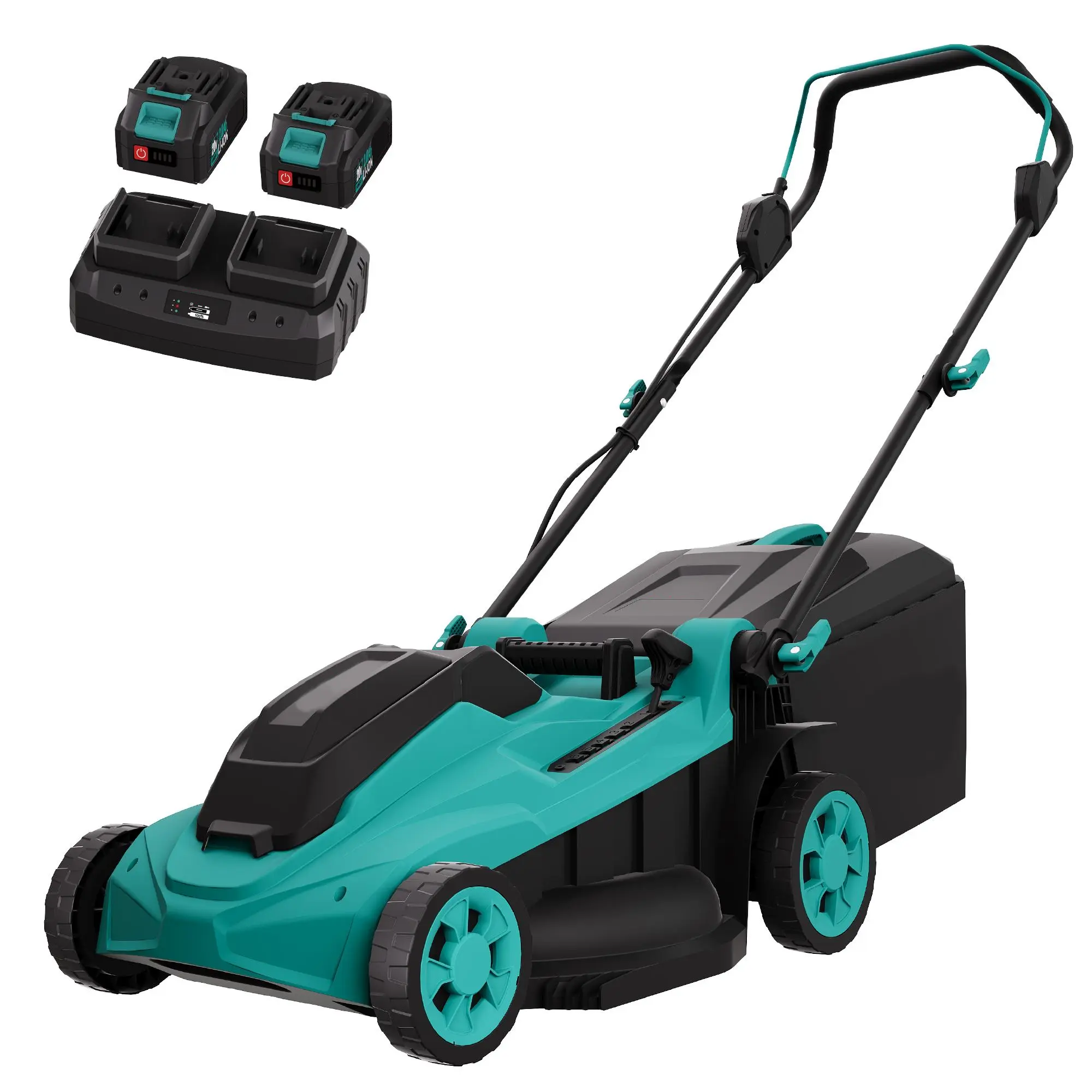 40V Cordless Lawn Mower, 17-in Brushless Motor Push Mower with 2x4.0Ah Batteries & Dual Charger, 6-Height Adjustable, 2-in-1 Mulch/Bag, 40L Grass Box, Lightweight for Small-Medium Lawns
