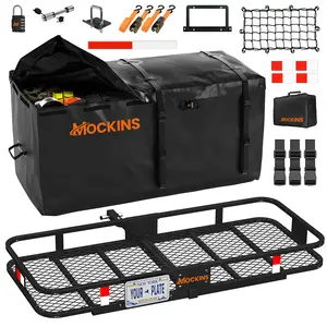 Mockins 60"x24"x6" Tow Hitch Cargo Rack with 25 Cu.Ft. Cargo Bag and Luggage Carrier Accessories