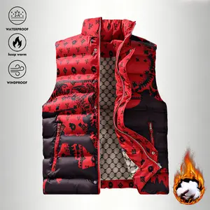 Trendy New Men's Vest Autumn Winter Warmth Thick Sleeveless Coat Comfortable Casual Jacket Suitable For Home Outdoor Activities Menswear Tops Print Red