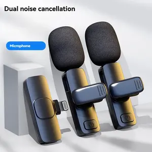 Wireless clip-on microphone for iPhone, Android, iPad - Mini wireless clip-on microphone, with clear sound quality, suitable for recording, live streaming and video blogging