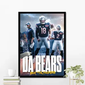 [SALE UP TO 41%] [UNFRAMED] Chicago Wins Its First Playoff Game Since 2010 Poster, Commemorative Chicago Football Wall Art for Fans, Football Fan Gift