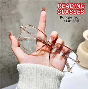 One pair of women's fashion reading glasses with diopter range from 100 to 250 degrees, suitable for seniors, reading newspapers, using mobile phones, watching TV, etc.