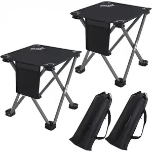 2 Pack Camping Stool,Portable Folding Compact Lightweight Stool Seat for Camping Fishing Hiking Gardening Outdoor Walking Backpacking Travelling and Beach with Carry Bag (Black)