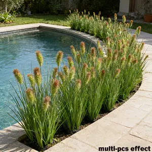 8 Bunches of Vibrant, Colorful, and Lifelike Artificial Onion Grass and Foxtail Flowers, Plastic Simulated Ground Plants | Outdoor Artificial Greenery | Suitable for Courtyards, Hotel Decor, Outdoor Gardens, Window Frame Decorations