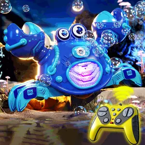 Creative Funny Bubble Machine Set, Remote Control Crab Bubble Toy, 50ML Liquid + 3x11ml Concentrate, Sound Light, Kids Birthday Gift