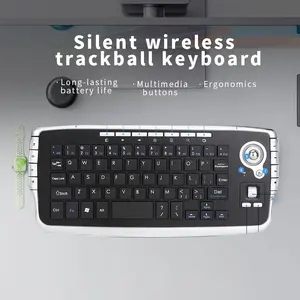 Mini Ergonomic Keyboard Trackball Air Mouse 1200dpi Function TV 2.4G Wireless Keyboard with trackball for Lapotp PC TV