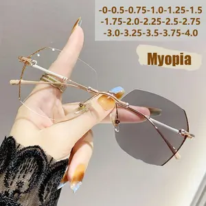 Frameless Color-changing Anti-blue Light Ultra-bright Glossy Edge Frame Trendy Glasses For Near-sightedness Patients 9908