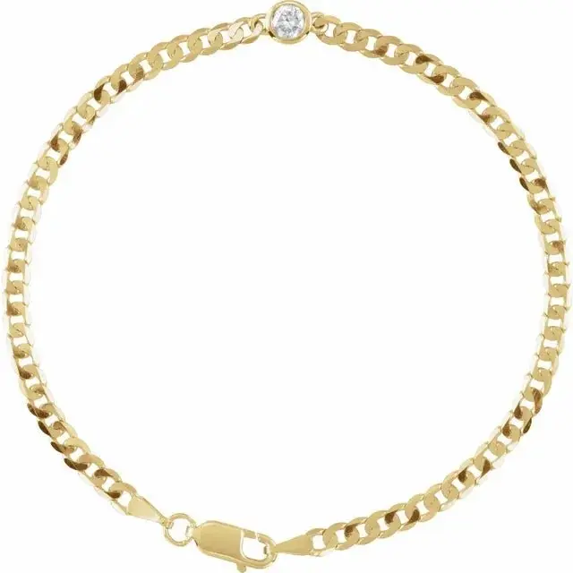 Pulsera de Oro Amarillo 14K con Diamante Natural 1/4 CT – 7”