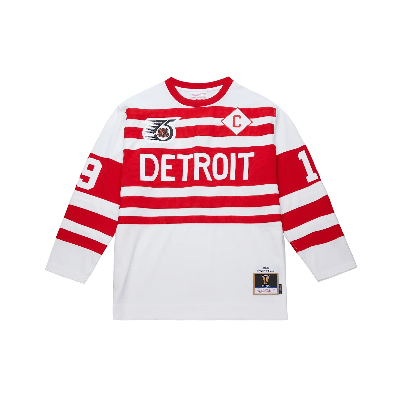 Steve Yzerman Detroit Red Wings 1991-92 White Power Play Jersey - Mitchell & Ness NHL Throwback, 90s Retro Hockey Jersey