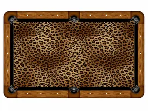 8ft Cheetah Print Black Rails for Pool Table