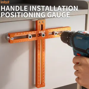 IMBOT ProSet   Aluminum handle mount with dual-side alignment. Universal drill template for handles, knobs, pulls. Anti-slip base, laser rulers. Pro precision for DIY shops.