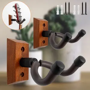 Walnut Wood Guitar Stand for Electric and Acoustic Guitars, Guitar Hanger, Universal Ukulele Wall Hook, Space-Saving Design for Musicians