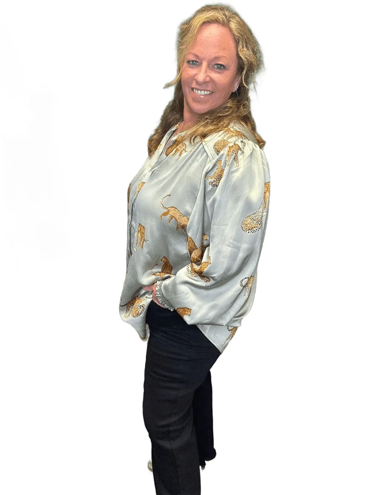 Easel Cheetah Print Blouse Curvy