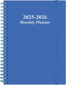 2025-2026 Monthly Planner - July 2025 - December 2026, Two Pages Per Month, 18 Monthly Calendar/Planner with Tabs,  -Wire Binding, Inner Pocket, 6.4" x 8.5", Black