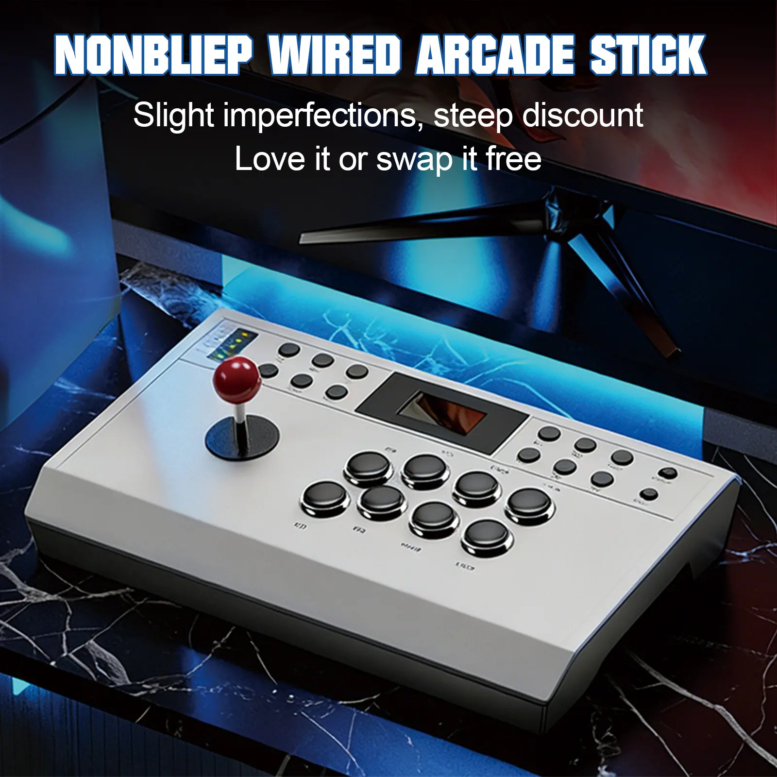 Nonbliep Wired Arcade Stick – Programming Function, Turbo Function, 9.8FT Braided Cable, Wired, for PlayStation 5/PS4/PC/Android