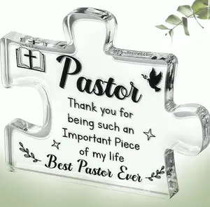 Thank You Pastor Appreciation Gifts for Men Pastors Birthday Gifts Acrylic Puzzle Desk Decorations Inspirational Unique Pastor Gifts