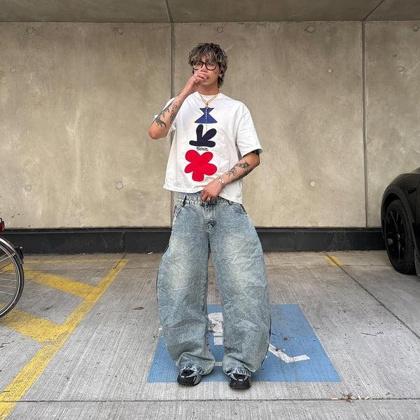 Aelfric Eden Double Waist Loose Sagging Jeans Baggy Denim Pants High Waist Stretchy Straight Wide Leg Jeans