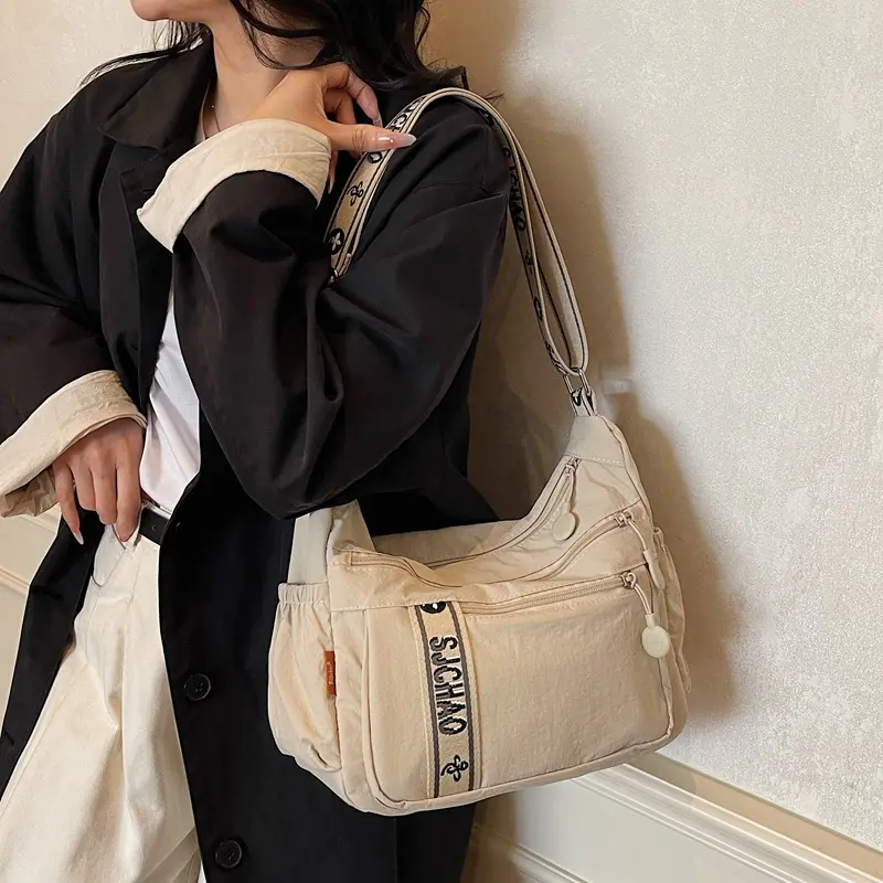 Women's Crossbody Bag, Simple French Terry Purse Shoulder Bag in Plain Beige for Daily Commute and Office Use, Crossbody Bags For Women, Simple Shape