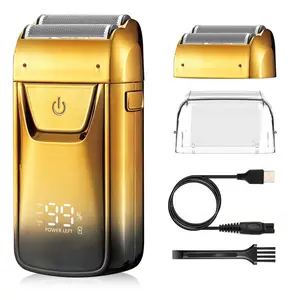 Electric Beard Trimmer, 1 Box Rechargeable Hair Clipper with LCD Display & Accessories, Professional Hair Trimmer for Men