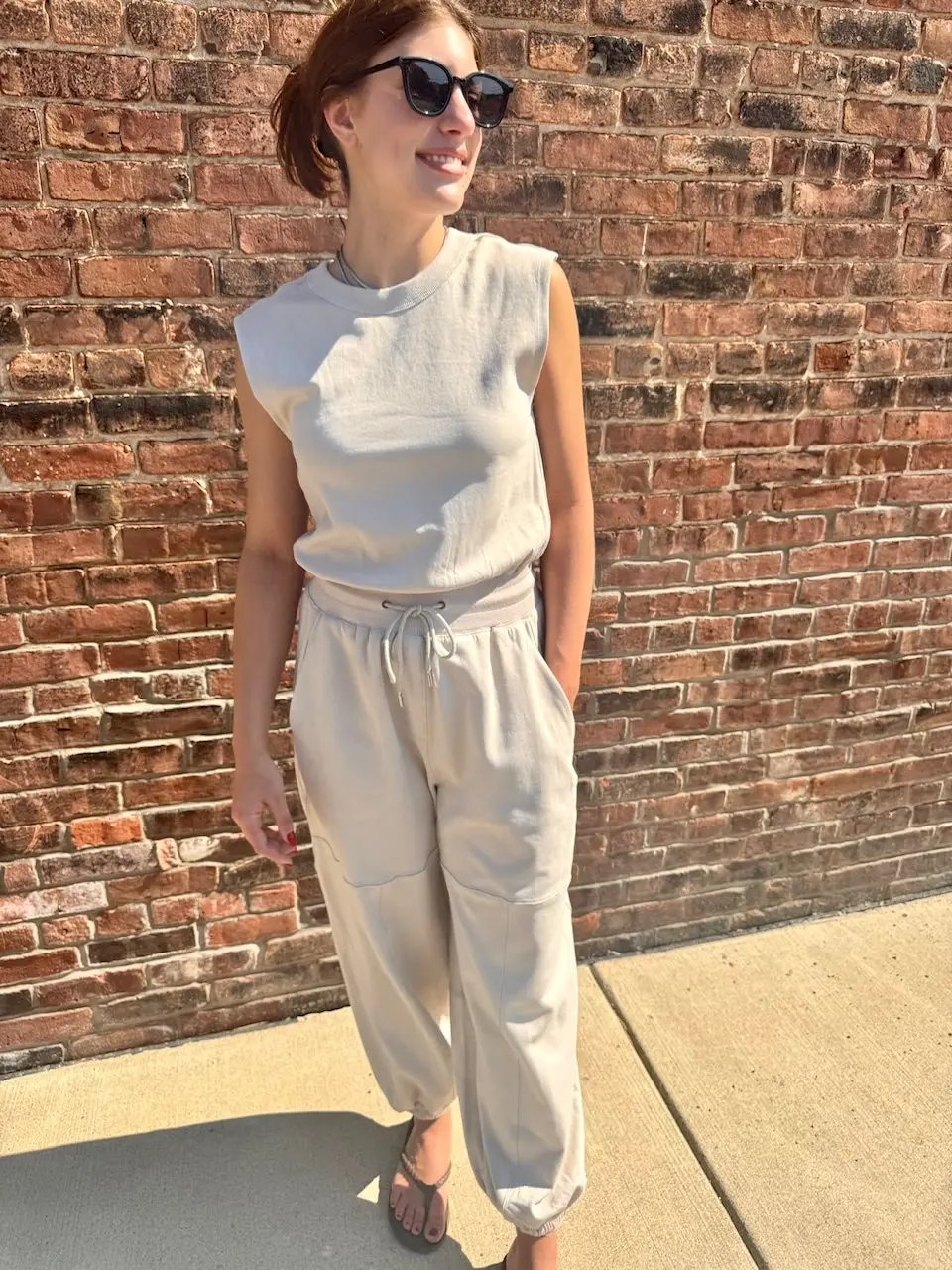 Ecru Casual Knit Jumpsuit