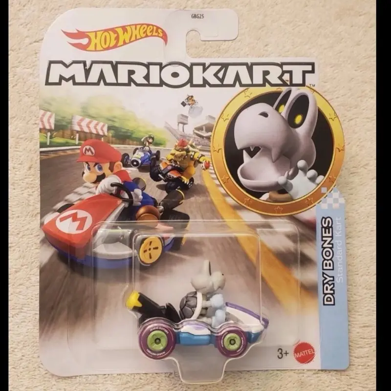 Hot Wheels Mario Kart Dry Bones Standard Kart 1:64 Die-Cast Car NEW