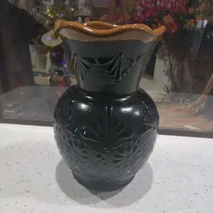 Black/ Black Talavera Vase