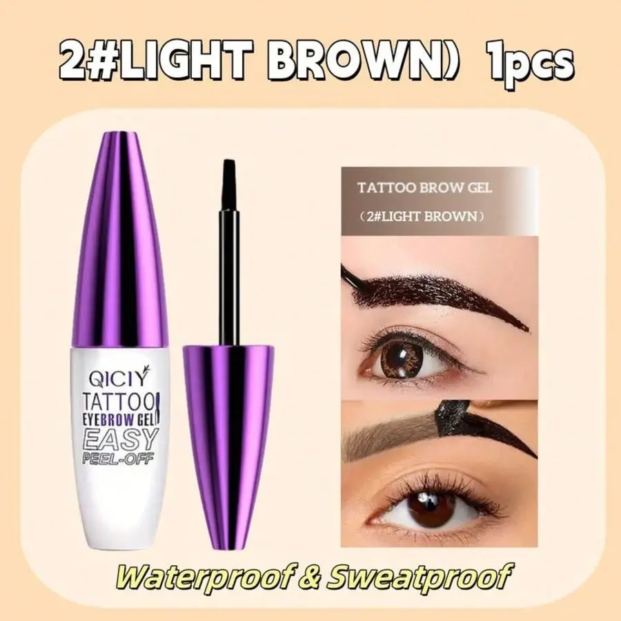 Tattoo Eyebrow Gel Tint - Waterproof 3-Day Peel-Off Formula, Long-Lasting and Smudge-Proof Makeup for Normal Skin
