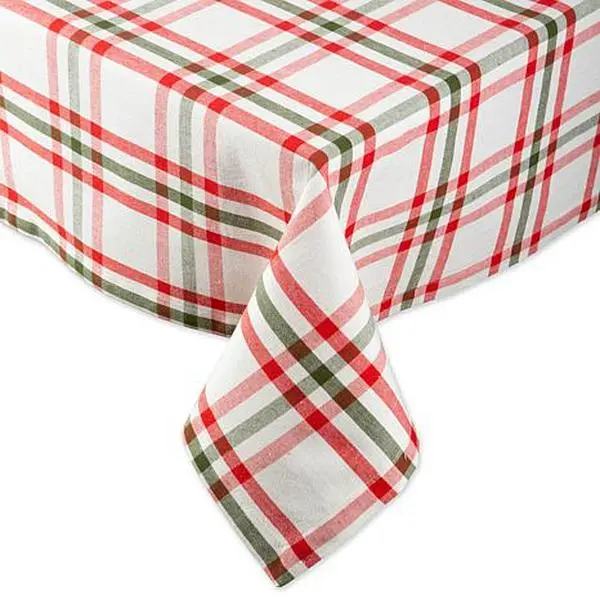 Design Imports Nutcracker Plaid Tablecloth - 52 x 52"