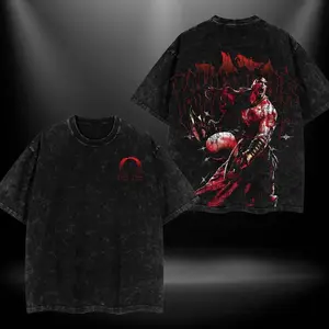 Kratos God of War 3  Retro Vintage Menswear Gift movie fans Top Apparel Classic Oversized Seamless Simple Straight Man Clothes Cotton designer shirts, graphic tees, men gifts, ,Graphic Streetwear T-shirt tees  good OPD