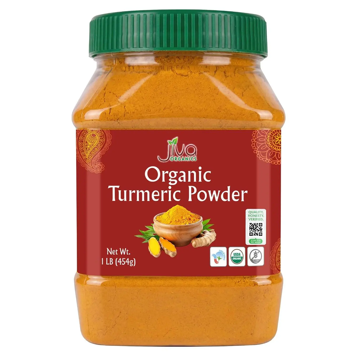 Organic Dried Turmeric Spice Powder - Natural Flavor, Curcumin-Infused, 1 lb Jar