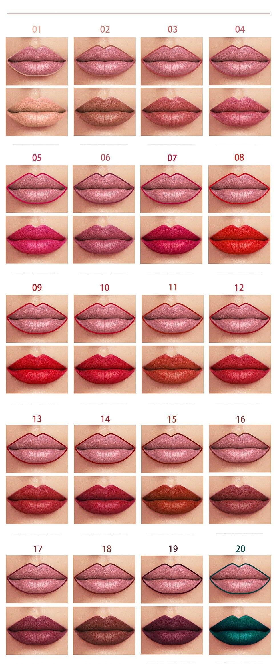 Pudaier Dual Lipstick Lip Gloss Liquid Lipstick #01 Style - Polyethylene Wax Glossy Cosmetic for General Skin Type - 20 Popular Colors - China Origin - 01Style