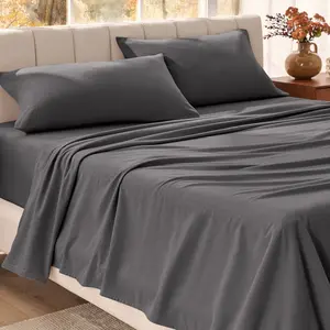 Soft & Cozy Organic Flannel Sheet Set by Bare Home - King, Grey