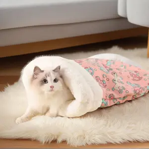 Cozy Cave Cat Bed & Sleep Sack  Enclosed Snuggle Hideaway for Cats & Small Dogs  Soft Lambswool Winter Sleeping Bag for Ultimate Comfort Half-Enclosed All-Season Self-Warming Pet Plush Washable