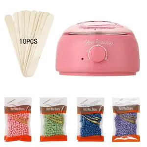 Long-Lasting Wax Machine Set, Includes 4 Hard Wax Beans + 10 Sticks, Full Body, Legs, Face, Eyebrows, Bikini Area, Unisex
