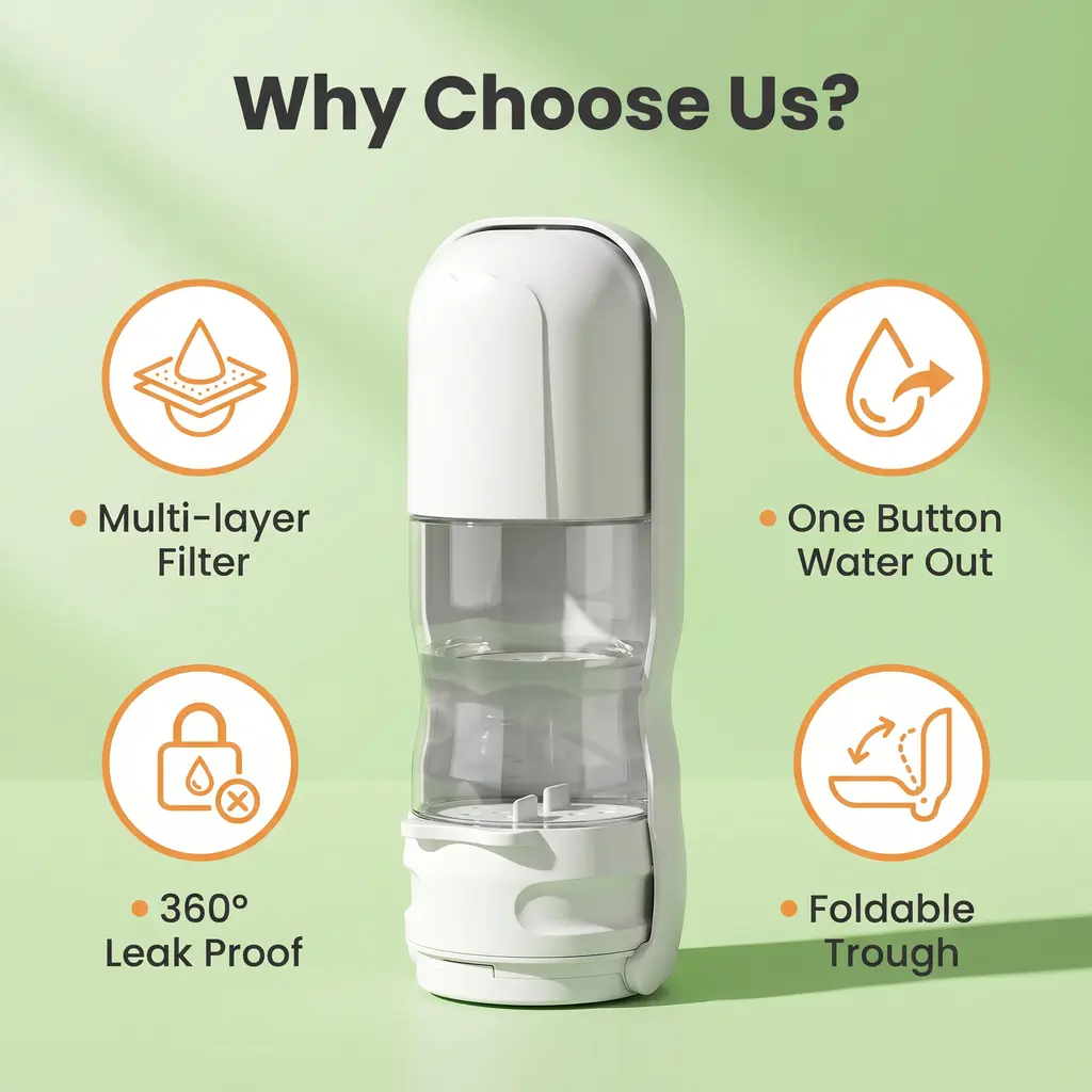 Dog 2-in-1 Portable Water Bottle & Food Container - 2-in-1 Design, Hydration & Food Storage, 1-Hand Operation, Leakproof Sealing, Foldable Travel Bowl, Compact, Lightweight, Durable, Reusable, Spill-Preventing for Outdoor Walking, Hiking